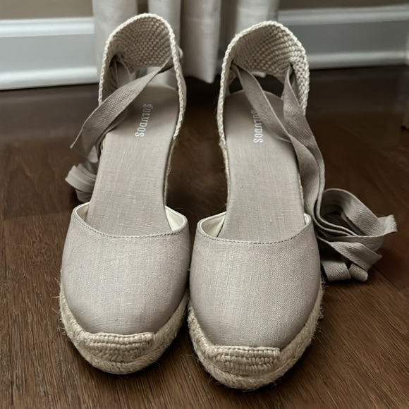 Brand New Soludos Wedge Lace-Up Espadrille Sandals heels 7 - Picture 2 of 7